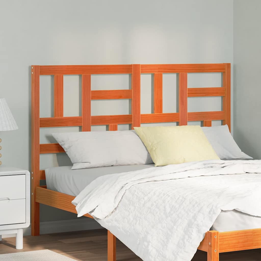 vidaXL Bed Headboard Wax Brown 145.5 x 4 x 104 cm Solid Pine Wood 1
