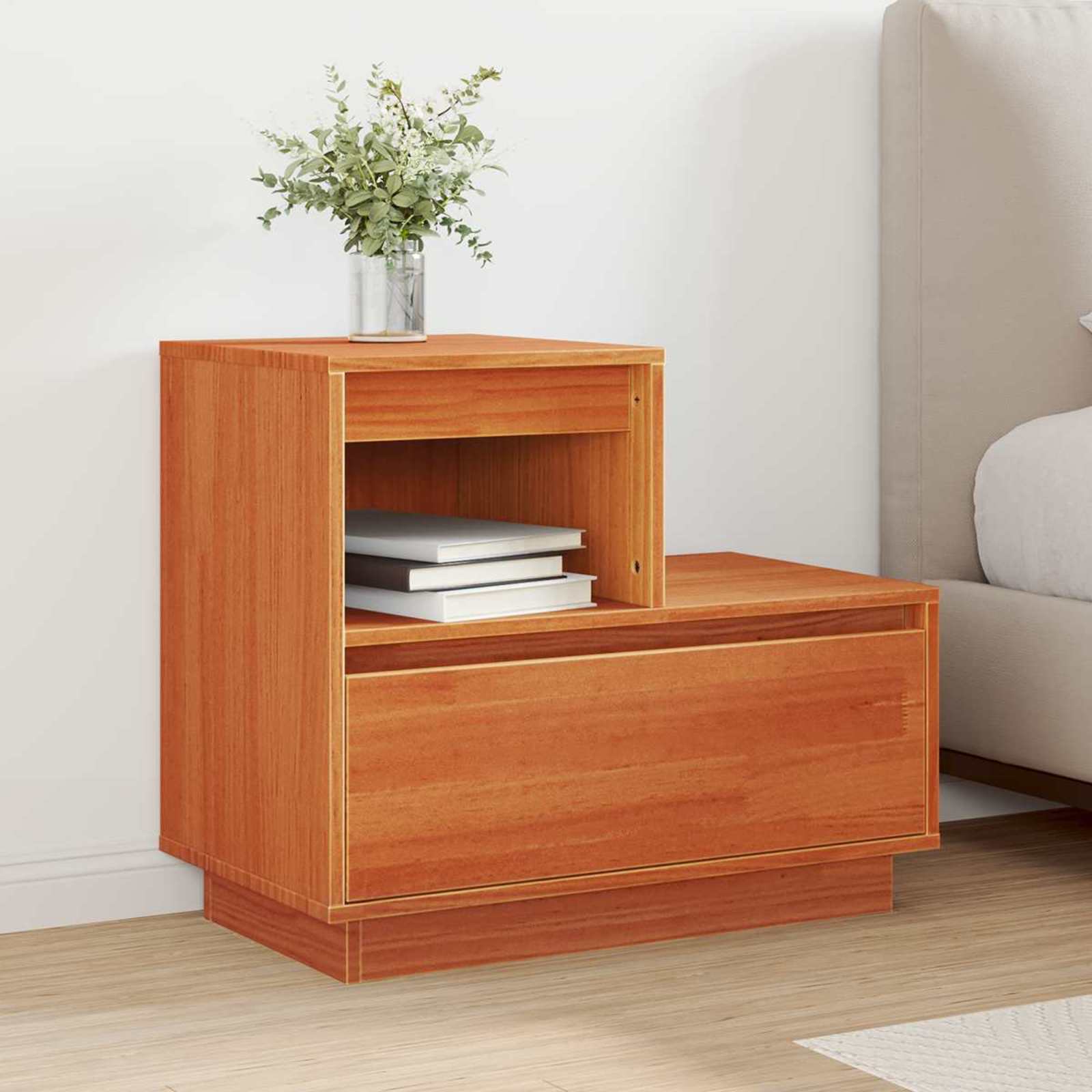 vidaXL Bedside Cabinet Wax Brown 60 x 34 x 51 cm Engineered Wood 1