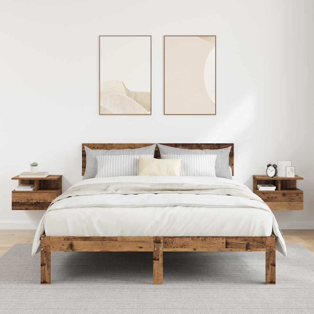 vidaXL Floating Nightstand 2 pcs Old Wood 40 x 31 x 28 cm 1