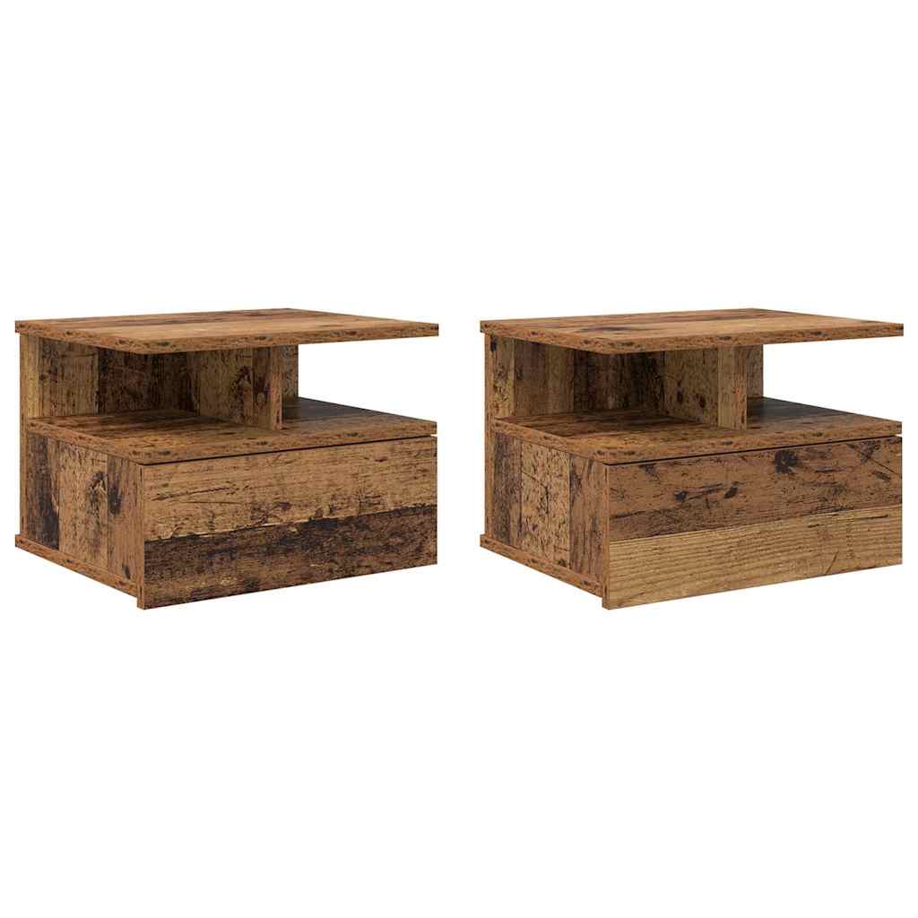 vidaXL Floating Nightstand 2 pcs Old Wood 40 x 31 x 28 cm 2
