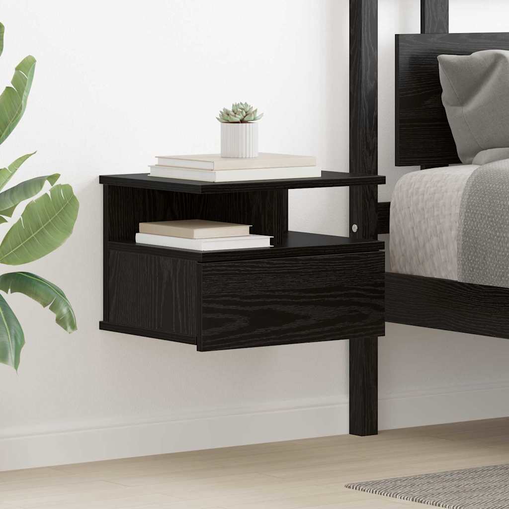 vidaXL Floating Nightstand 2 pcs Black Oak 40 x 31 x 28 cm 4
