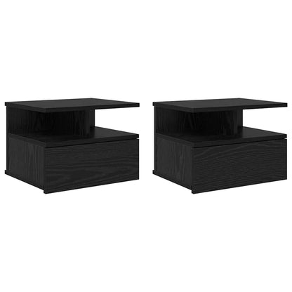 vidaXL Floating Nightstand 2 pcs Black Oak 40 x 31 x 28 cm 2