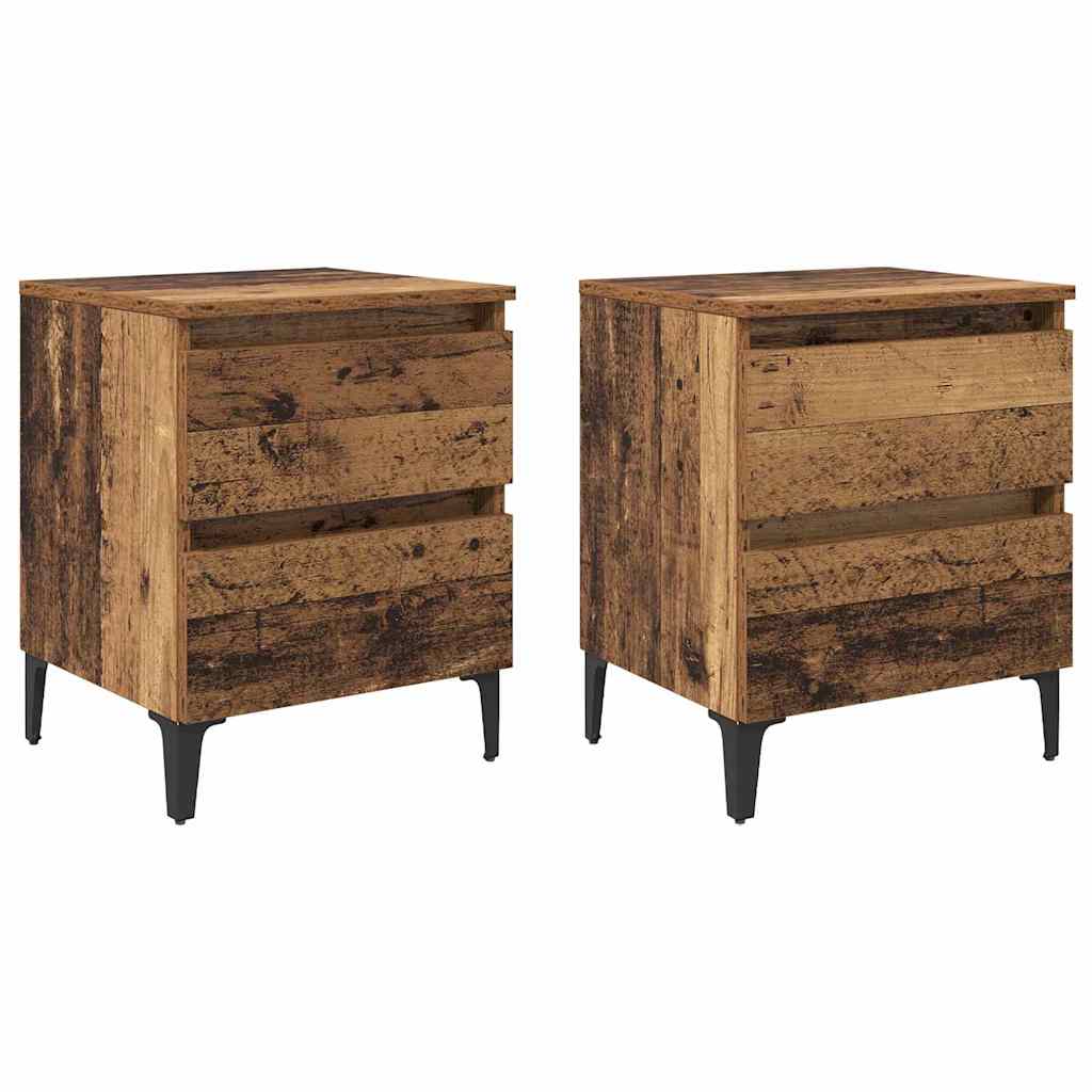 vidaXL Bedside Cabinet 2 pcs Old Wood 40 x 35 x 50 cm Engineered Wood 2
