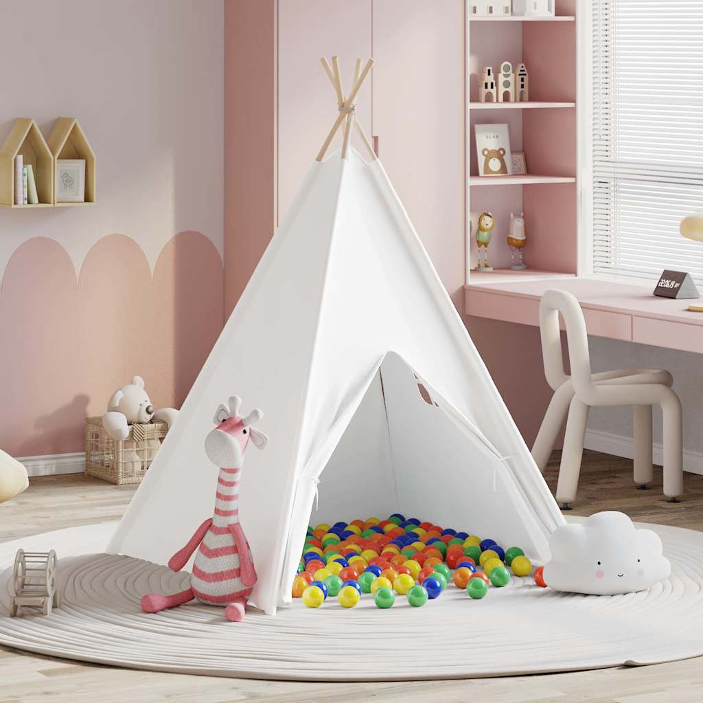 vidaXL Teepee Tent White 120 x 120 x 150 cm Fabric and Plastic 4