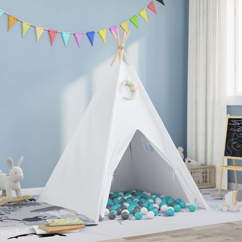 vidaXL Teepee Tent White 120 x 120 x 150 cm Fabric and Plastic 1