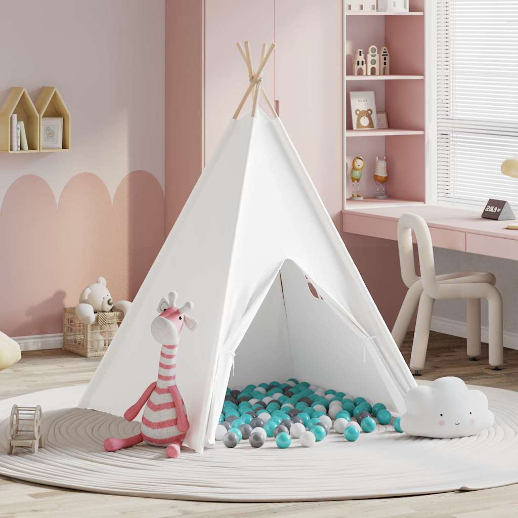 vidaXL Teepee Tent White 120 x 120 x 150 cm Fabric and Plastic 4