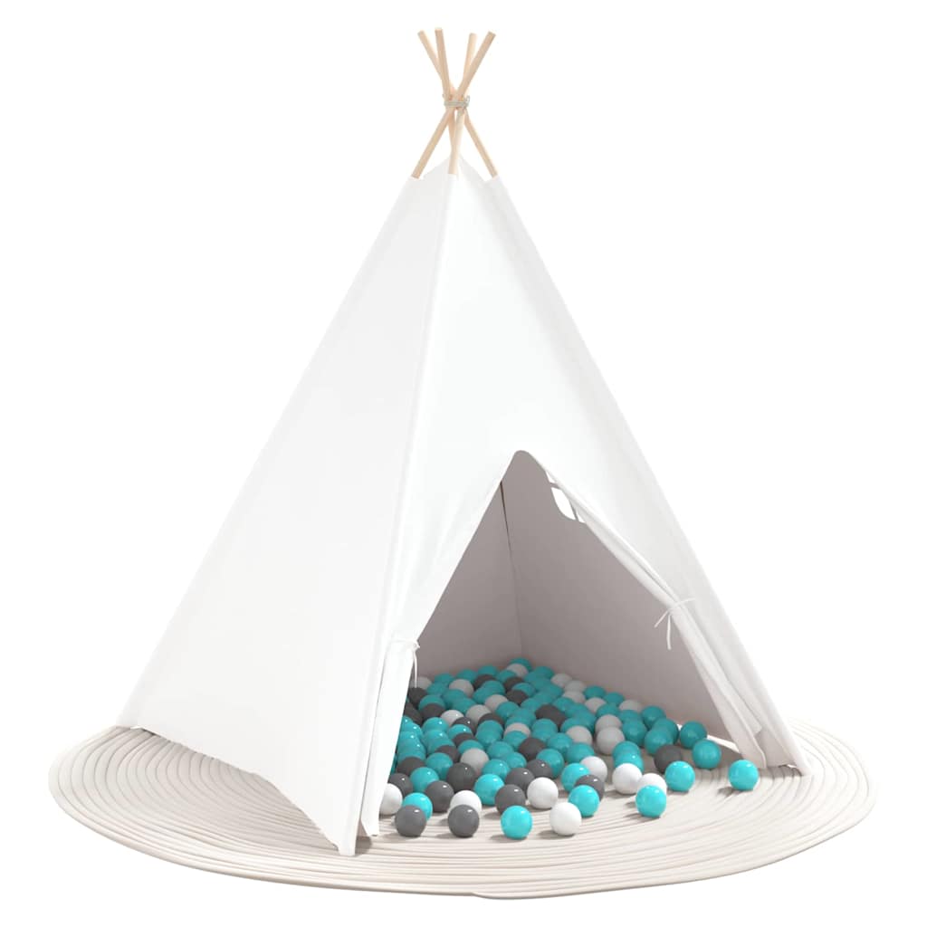 vidaXL Teepee Tent White 120 x 120 x 150 cm Fabric and Plastic 3
