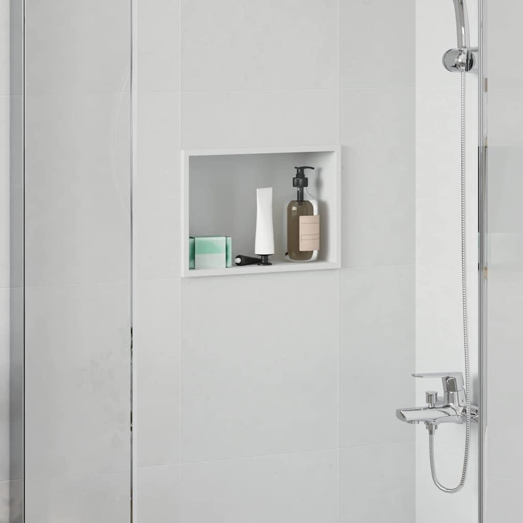 vidaXL Shower Niche White 30 x 20 x 9.5 cm Stainless Steel 1