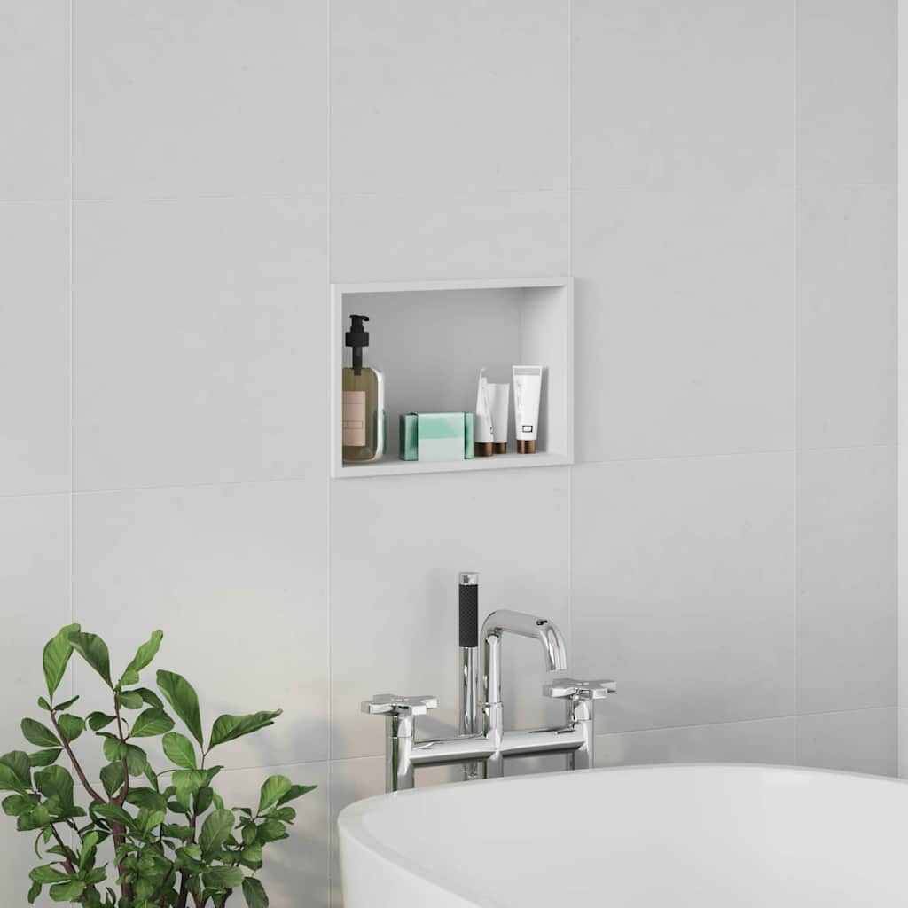 vidaXL Shower Niche White 30 x 20 x 9.5 cm Stainless Steel 4