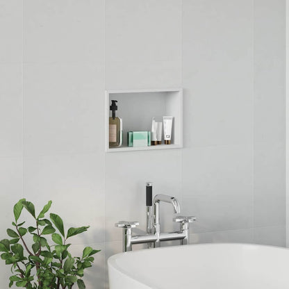 vidaXL Shower Niche White 30 x 20 x 9.5 cm Stainless Steel 4