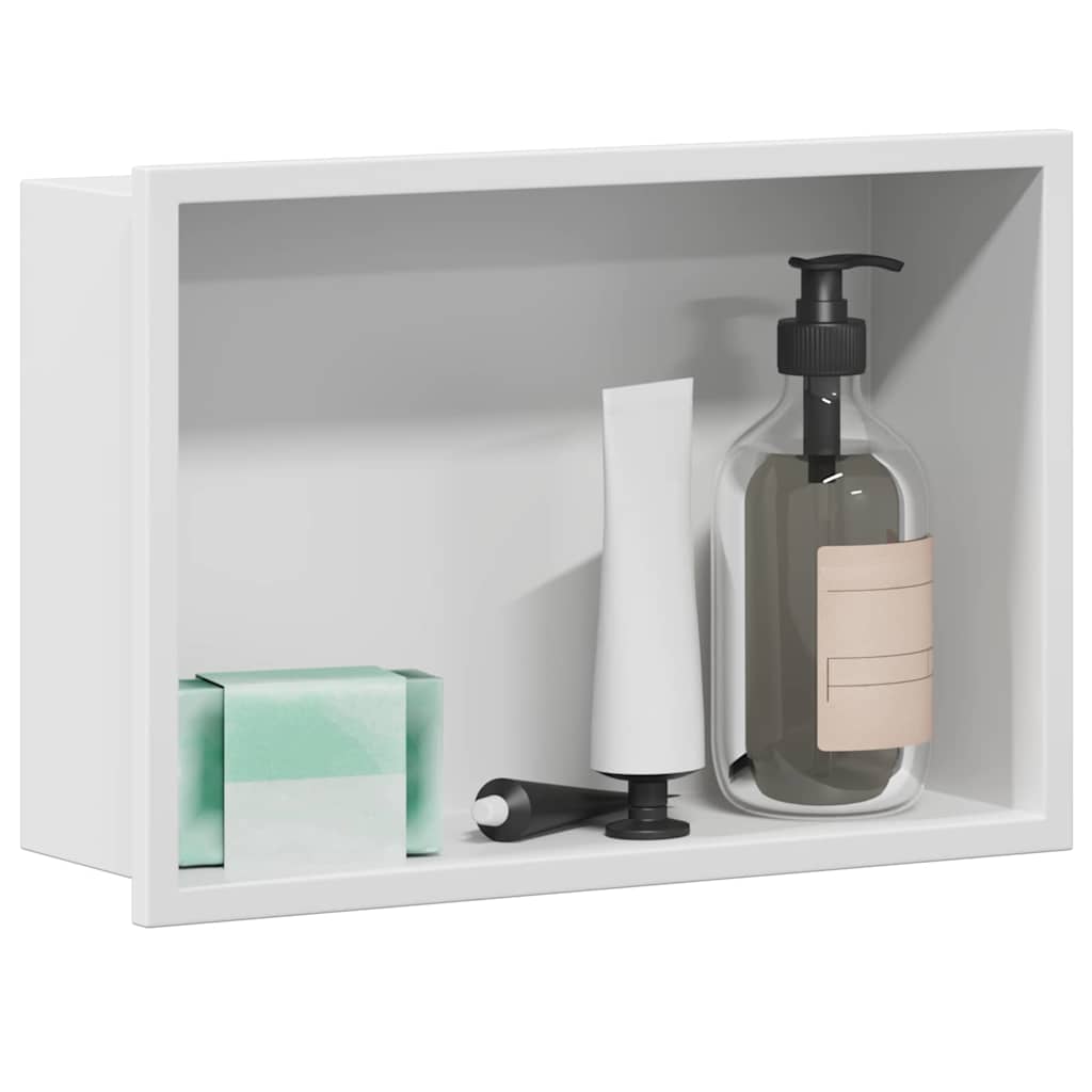 vidaXL Shower Niche White 30 x 20 x 9.5 cm Stainless Steel 3