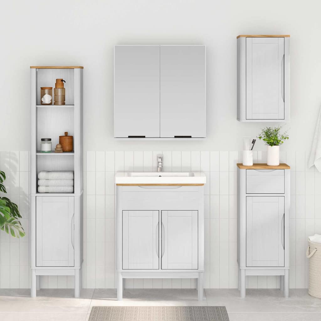 vidaXL Bathroom Cabinet FLORO White 35 x 30 x 90 cm Solid Pine Wood 1