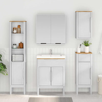 vidaXL Bathroom Cabinet FLORO White 35 x 30 x 90 cm Solid Pine Wood 1