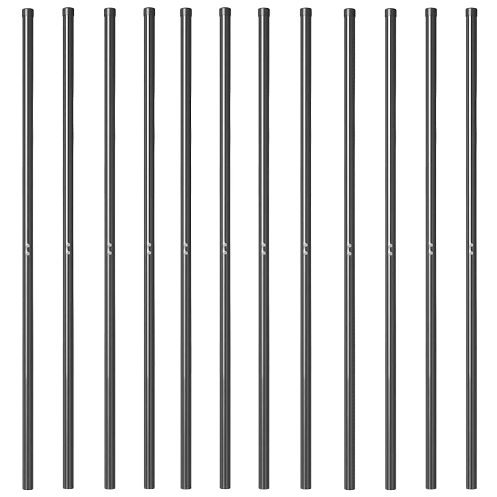 vidaXL Fence Post 12 pcs Grey Powder-coated steel 4
