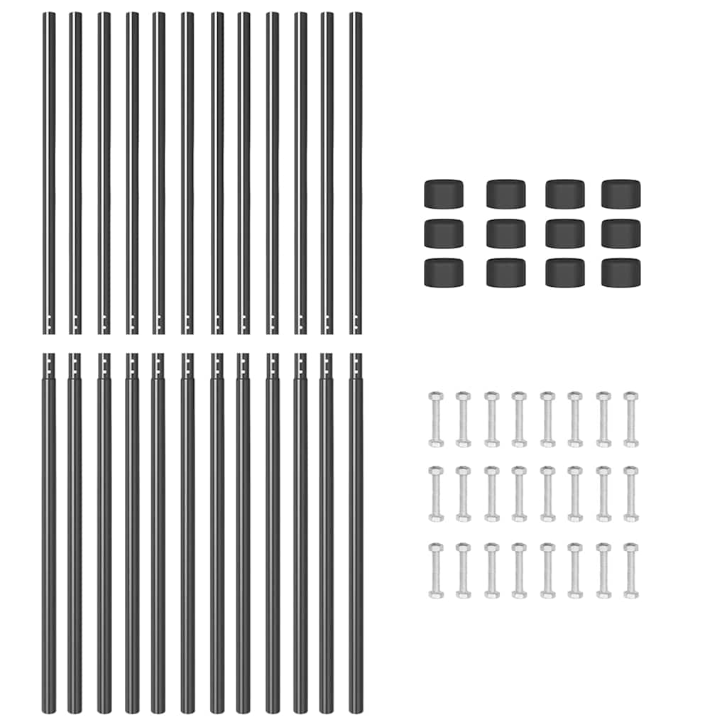 vidaXL Fence Post 12 pcs Grey Powder-coated steel 5
