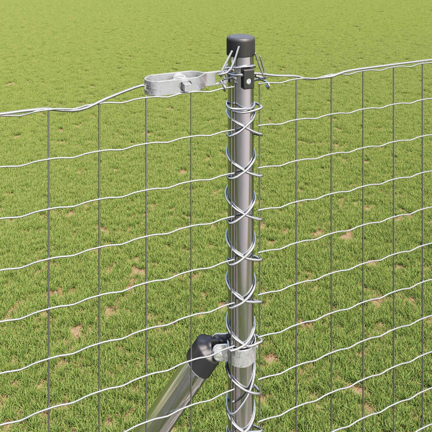 vidaXL Fence Post 12 pcs Silver Powder-coated steel 3