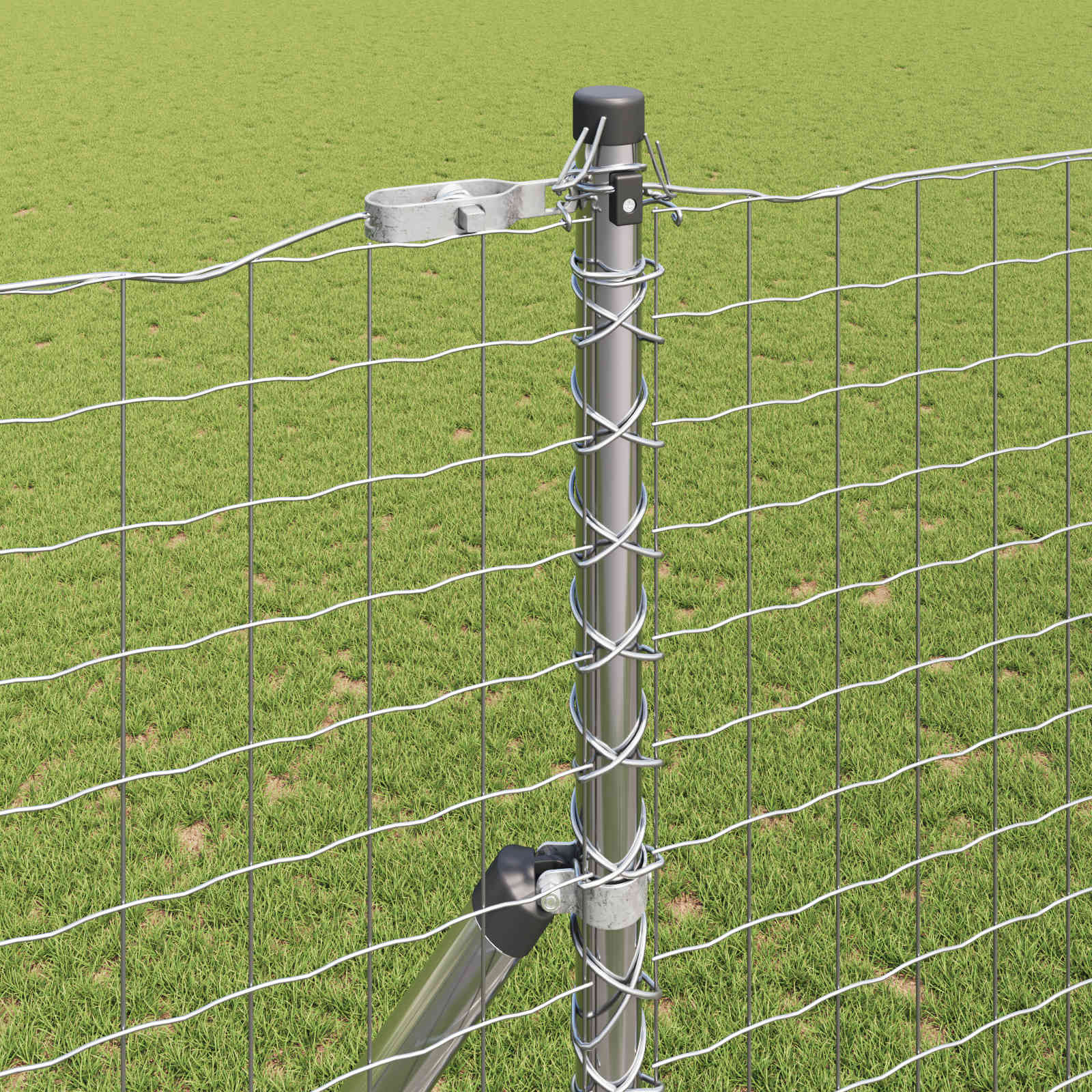 vidaXL Fence Post 12 pcs Silver Powder-coated steel 3