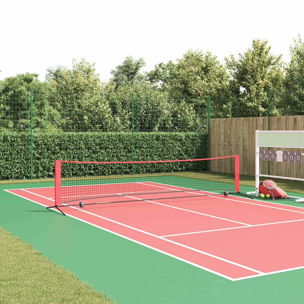 vidaXL Tennis Net Folding Black and Red 396 x 92 x 87 cm Polyester 1