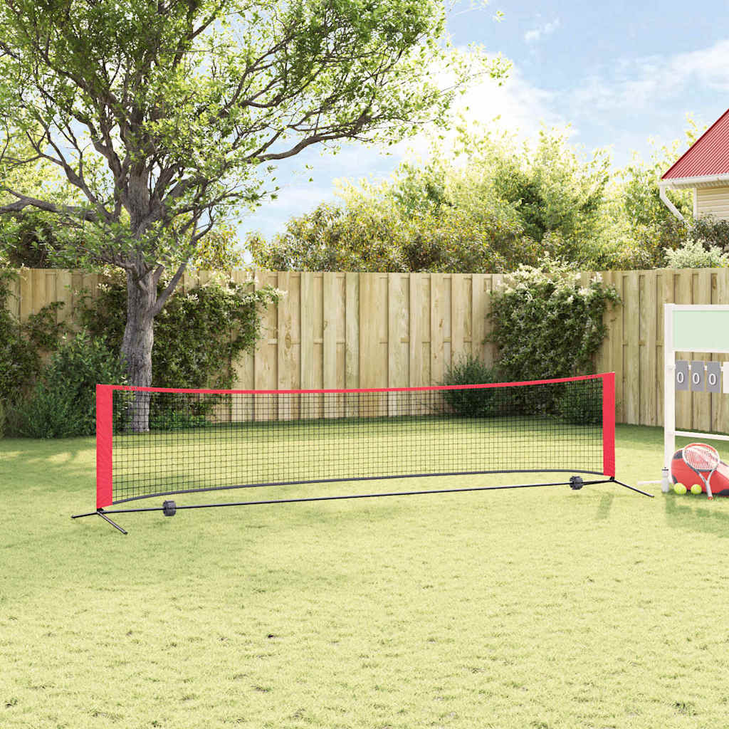 vidaXL Tennis Net Folding Black and Red 396 x 92 x 87 cm Polyester 3