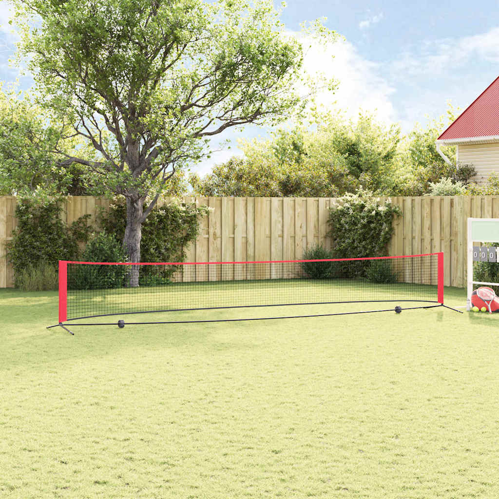 vidaXL Tennis Net Folding Black and Red 595 x 90.5 x 87 cm Polyester 3