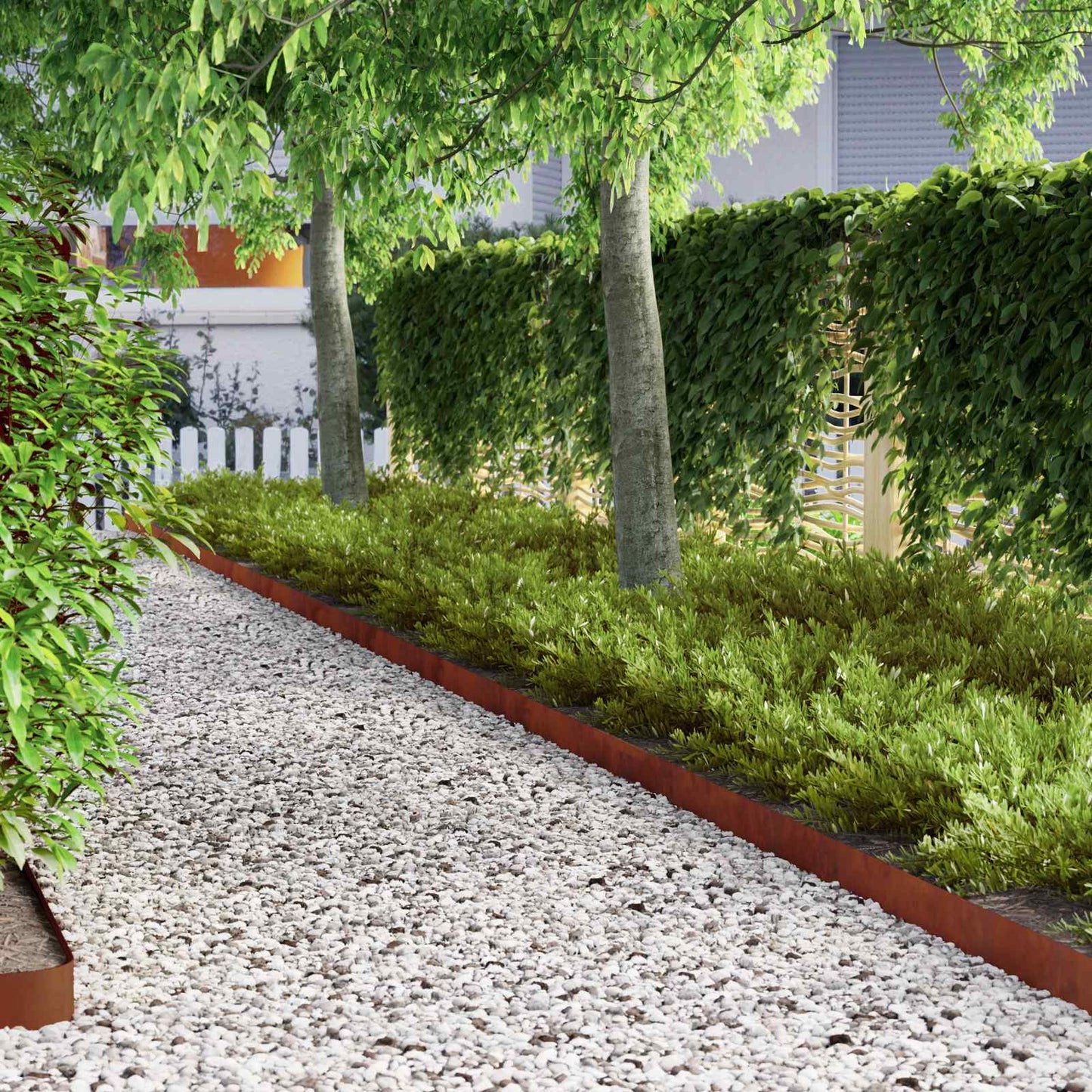 vidaXL Lawn Edging 4 pcs 450 x 10 cm Weathering Steel Rusty 4