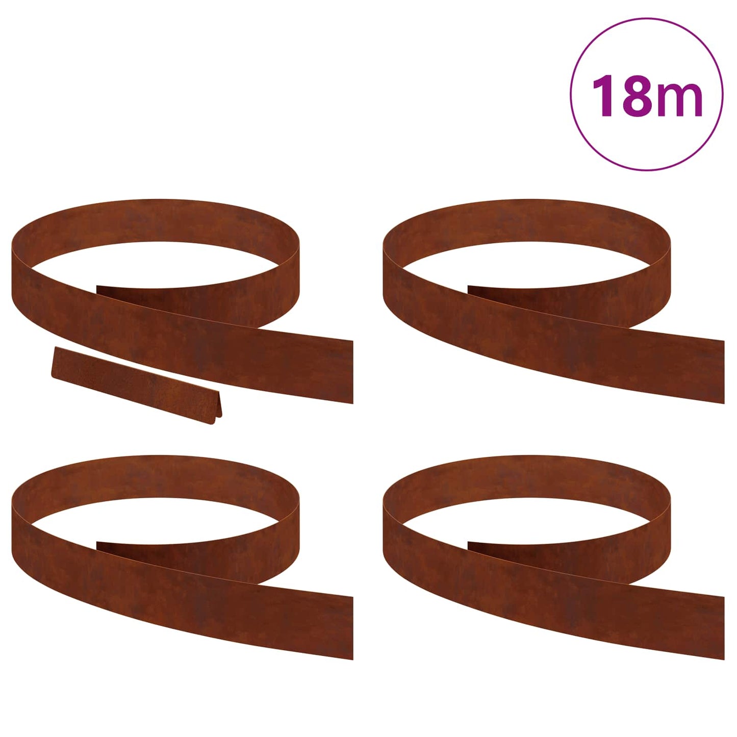 vidaXL Lawn Edging 4 pcs 450 x 10 cm Weathering Steel Rusty 3