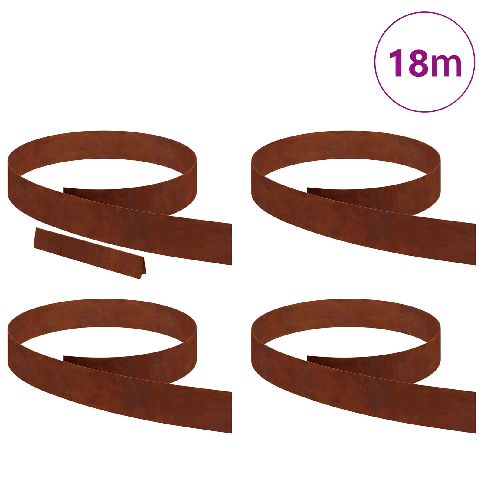 vidaXL Lawn Edging 4 pcs 450 x 10 cm Weathering Steel Rusty 3