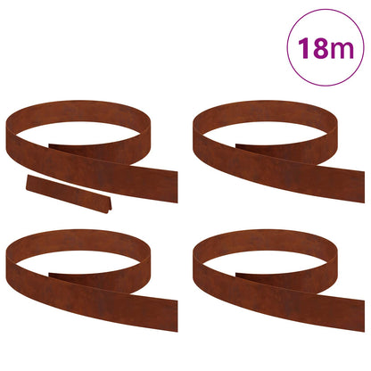 vidaXL Lawn Edging 4 pcs 450 x 10 cm Weathering Steel Rusty 3