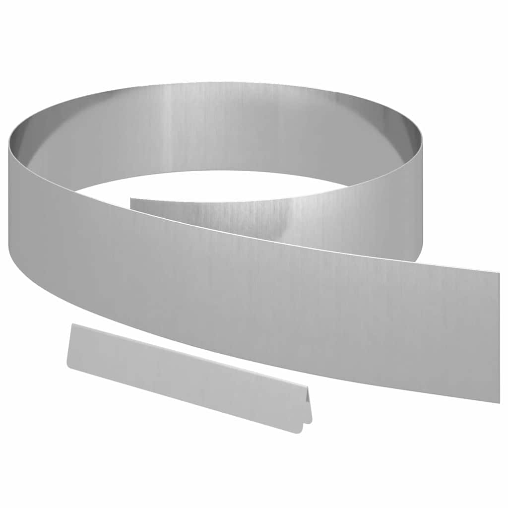 vidaXL Lawn Edging 4 pcs 450 x 15 cm Galvanised Steel Silver 2