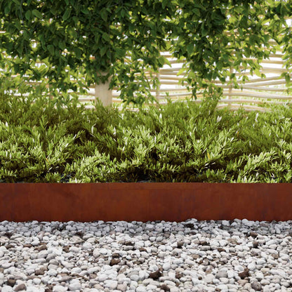 vidaXL Lawn Edging 4 pcs 450 x 15 cm Weathering Steel Rusty 5