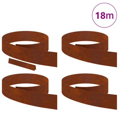 vidaXL Lawn Edging 4 pcs 450 x 15 cm Weathering Steel Rusty 3