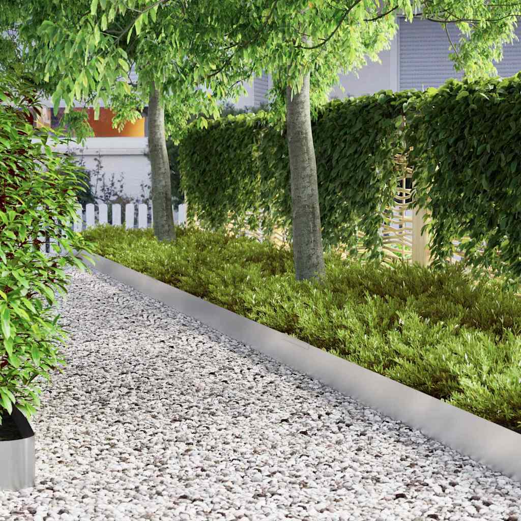 vidaXL Lawn Edging 450 x 20 cm Stainless Steel Silver 4