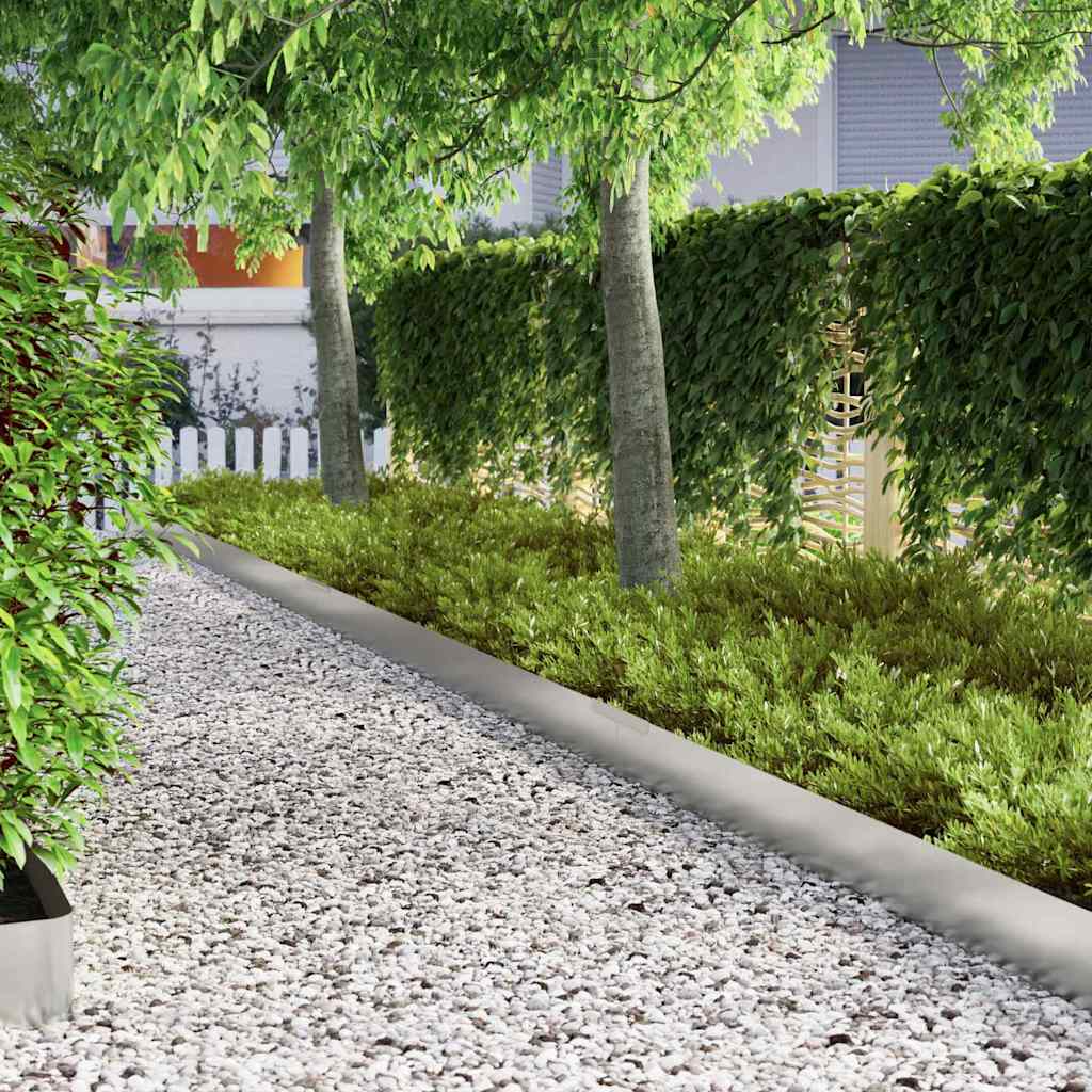 vidaXL Lawn Edging 4 pcs 450 x 20 cm Galvanised Steel Silver 4