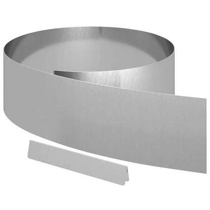 vidaXL Lawn Edging 4 pcs 450 x 20 cm Galvanised Steel Silver 2