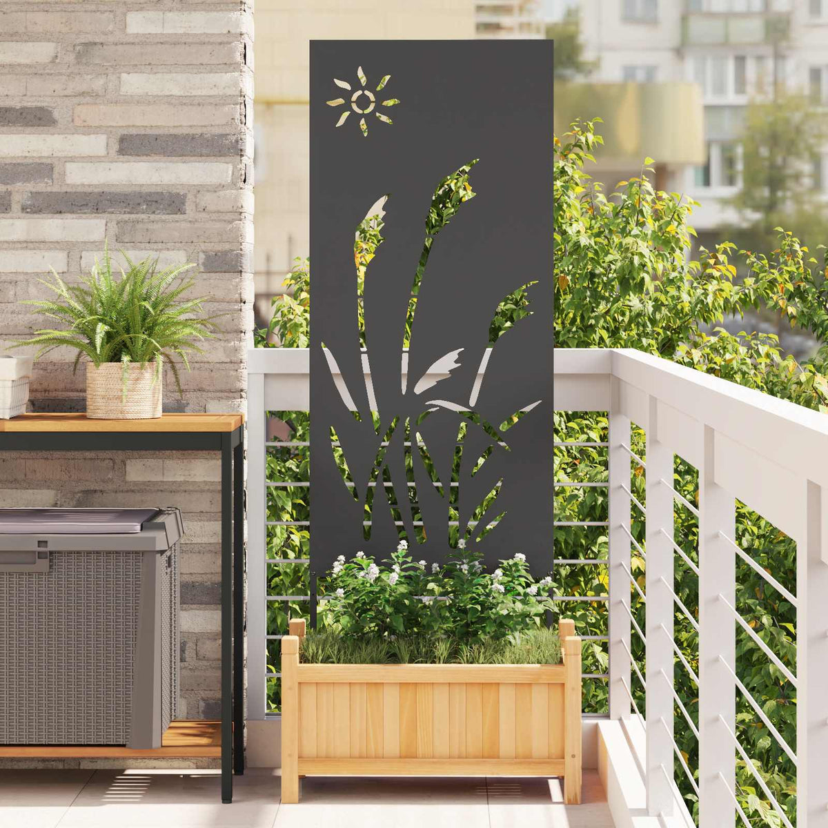 vidaXL Garden Privacy Screen Black 50 x 140 cm Cold-rolled steel 1