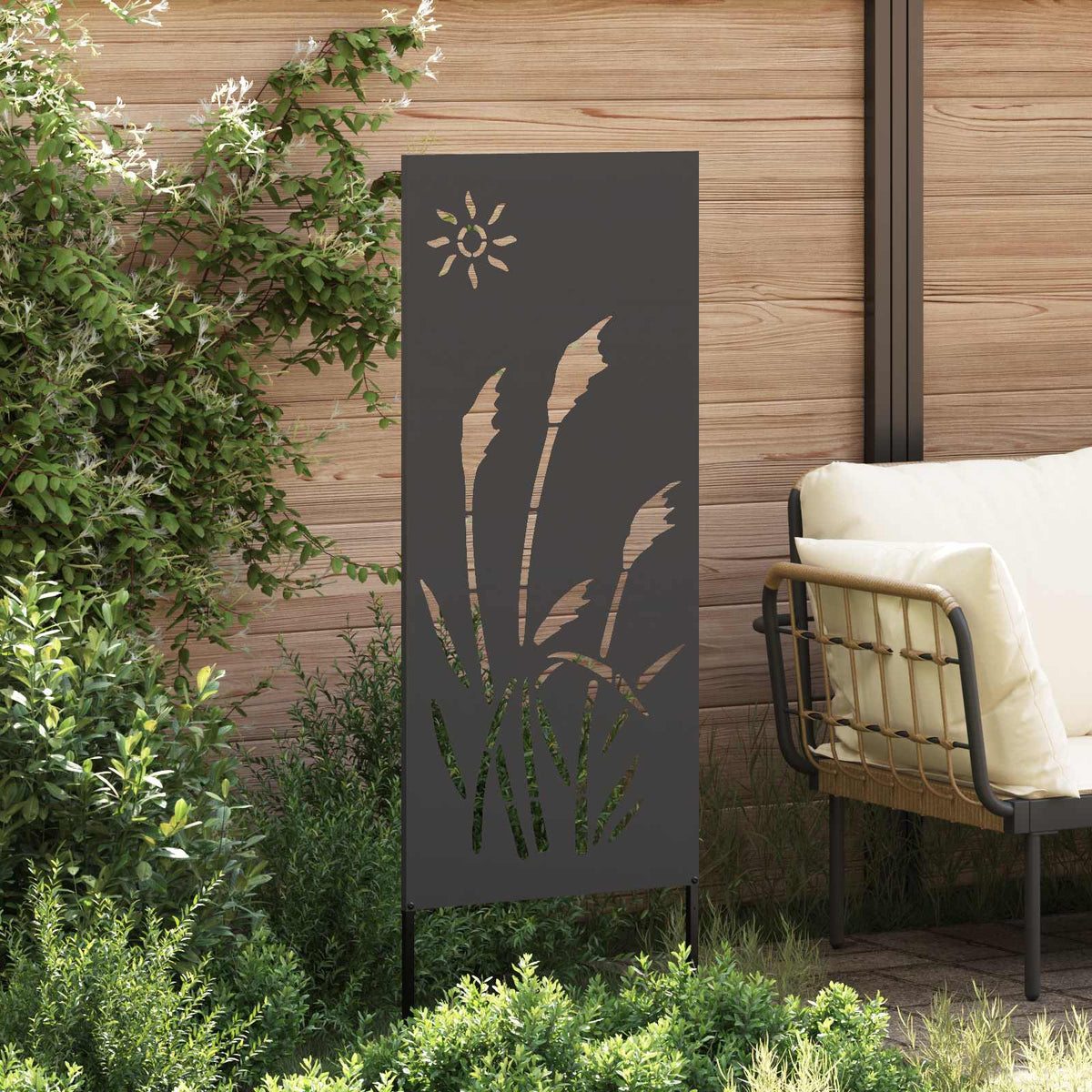 vidaXL Garden Privacy Screen Black 50 x 140 cm Cold-rolled steel 3