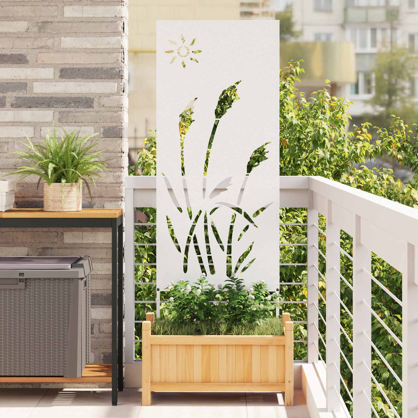vidaXL Garden Privacy Screen White 50 x 140 cm Cold-rolled steel 1