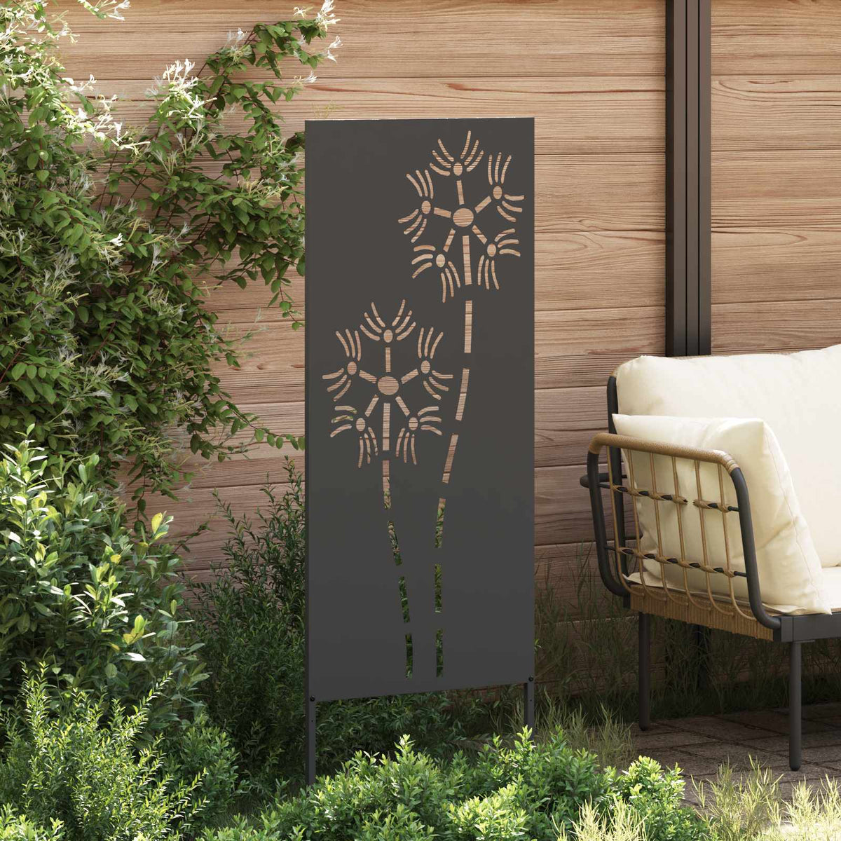 Garden Privacy Screen Cold-rolled steel 50 x 140 cm Black Hexagon
