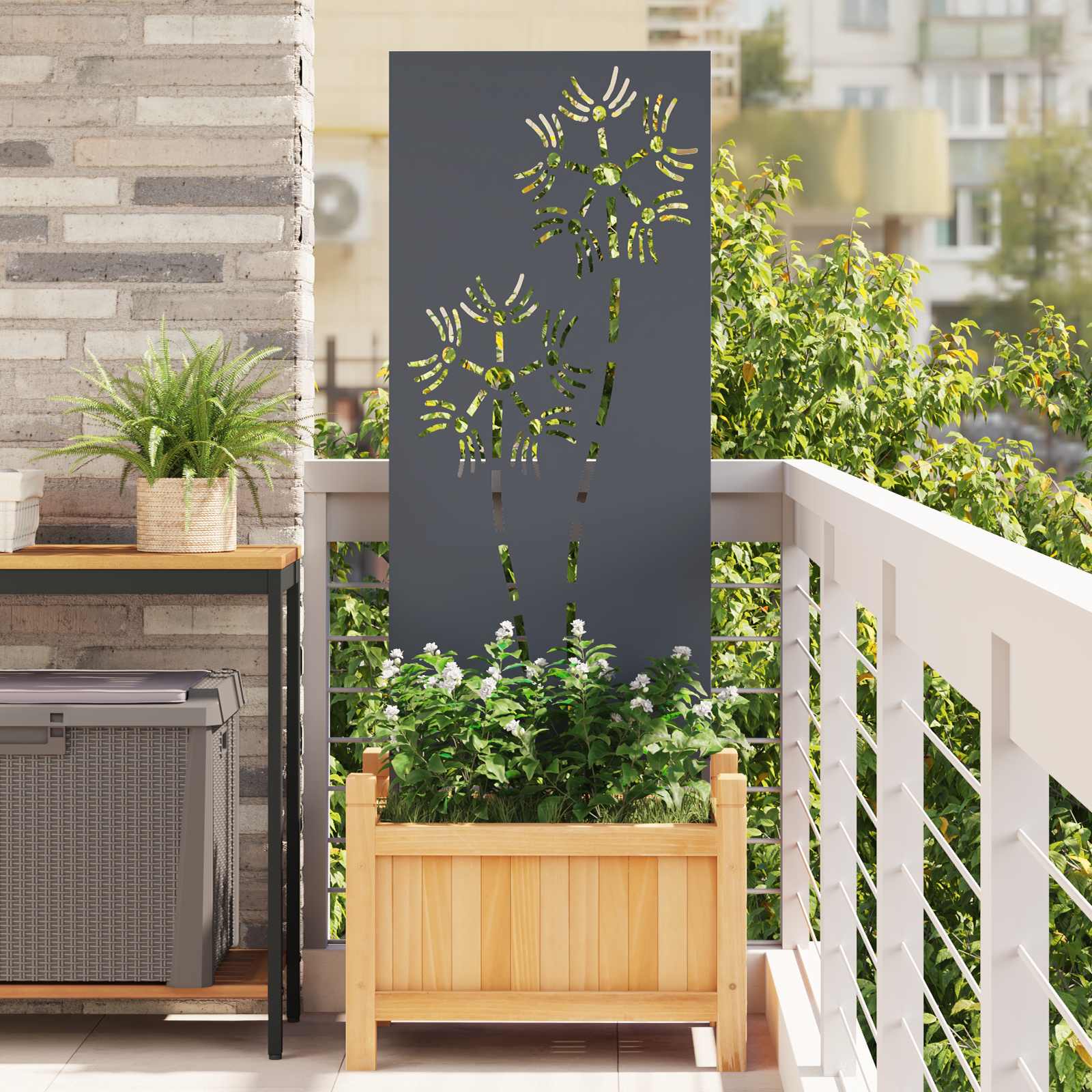 vidaXL Garden Privacy Screen Anthracite 50 x 140 cm Cold-rolled steel 1