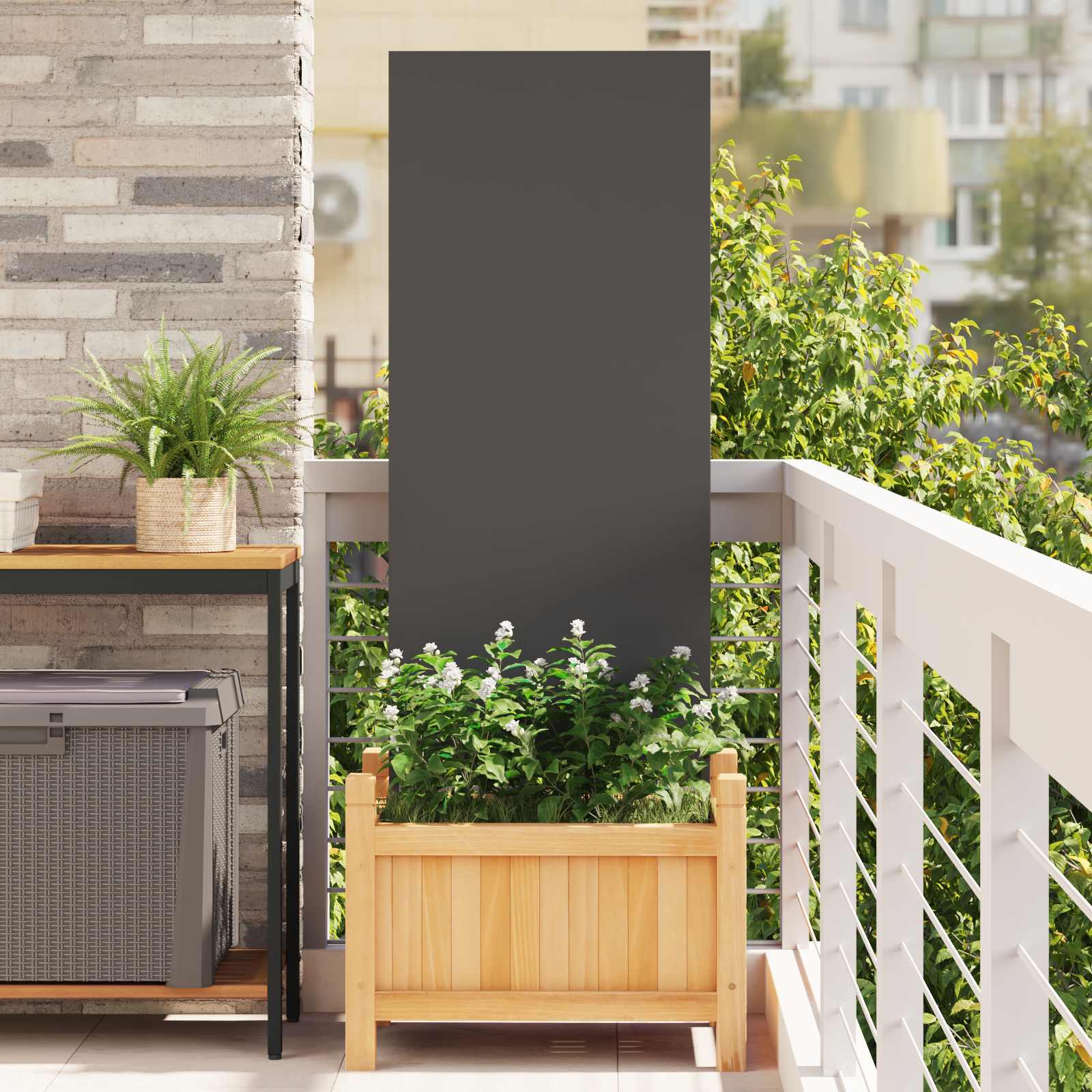 vidaXL Garden Privacy Screen Black 50 x 140 cm Cold-rolled steel 1