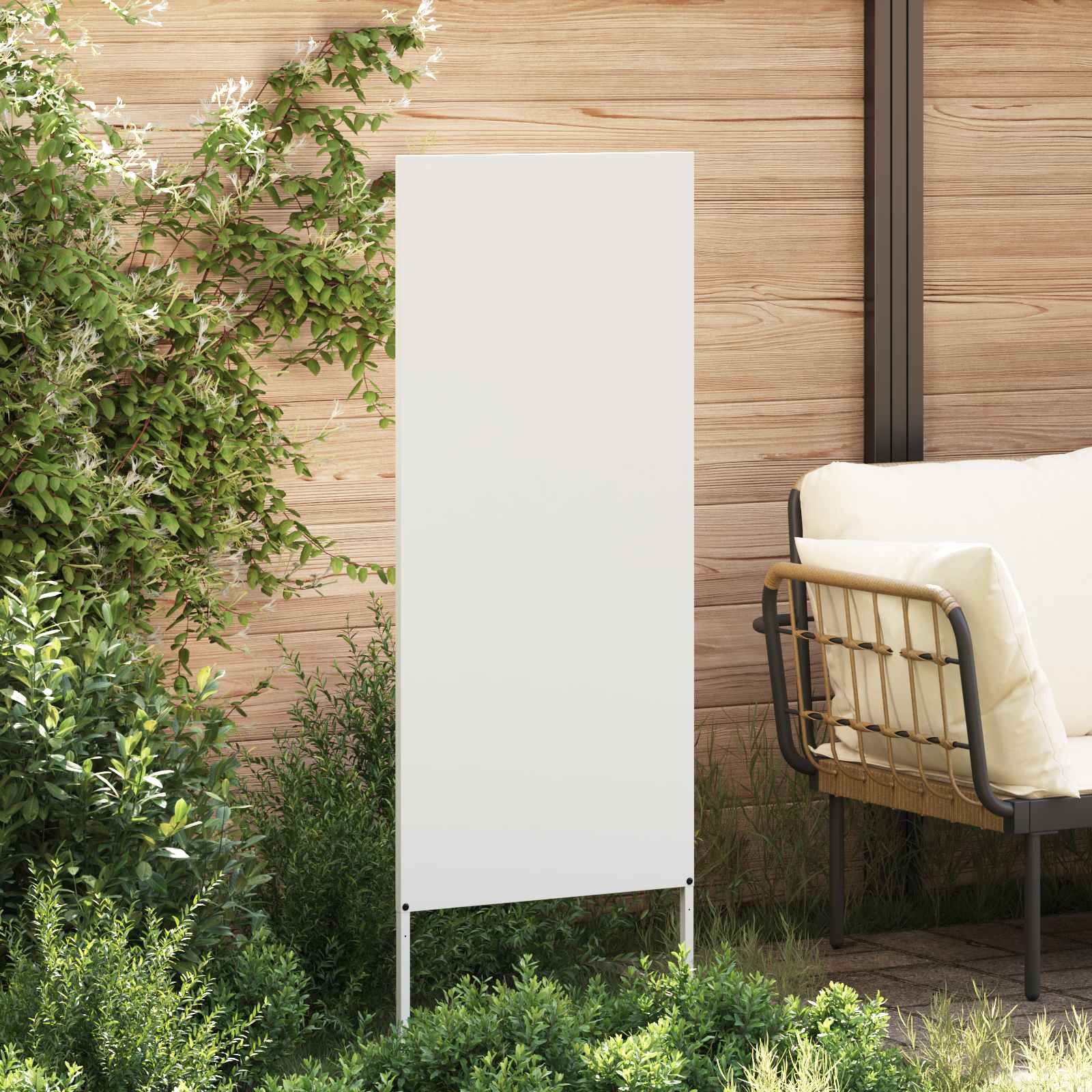 vidaXL Garden Privacy Screen White 50 x 140 cm Cold-rolled steel 3