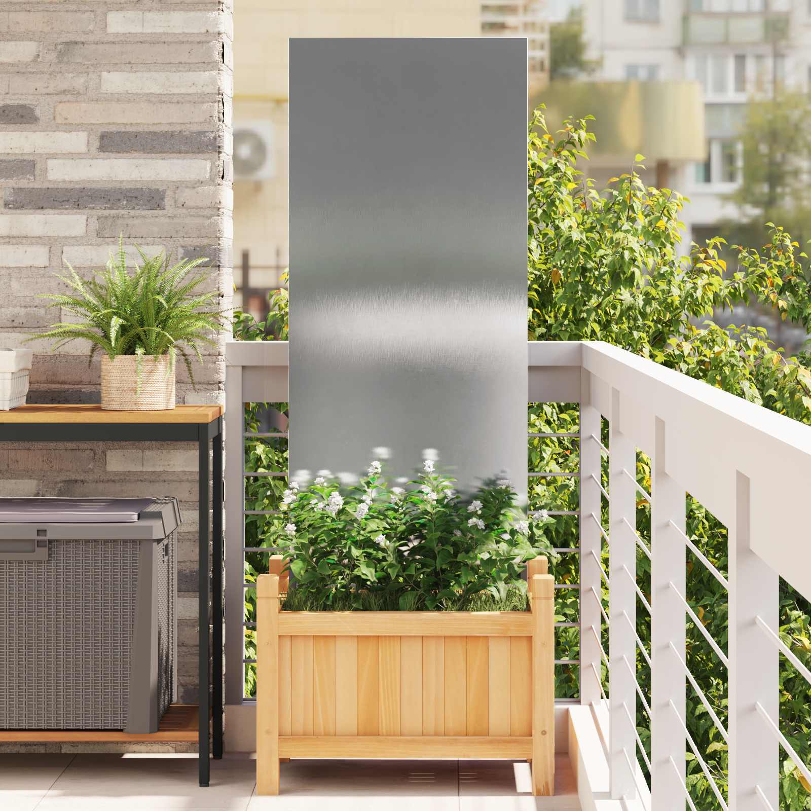 vidaXL Garden Privacy Screen Silver 50 x 140 cm Stainless steel 1