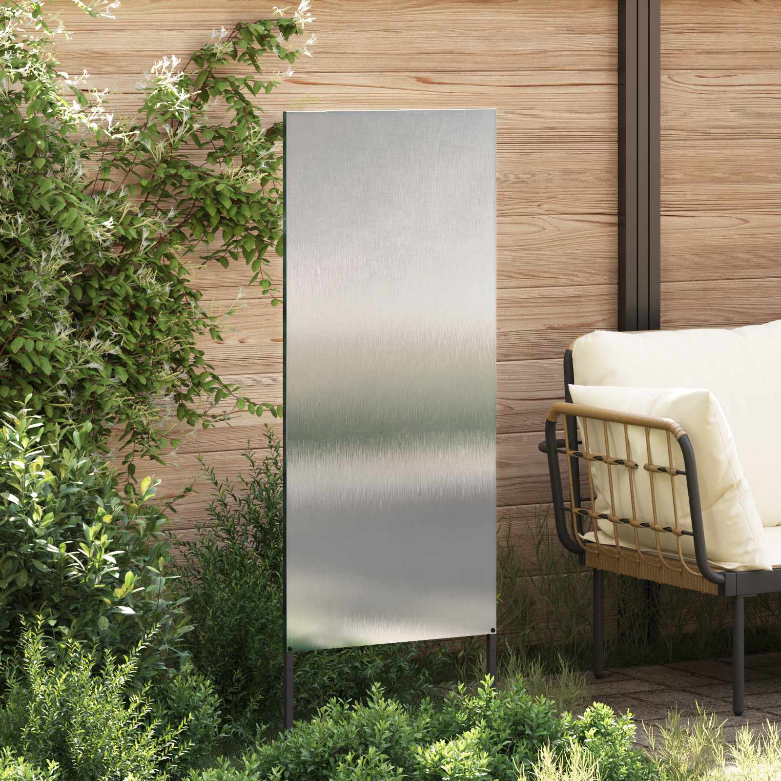 vidaXL Garden Privacy Screen Silver 50 x 140 cm Stainless steel 3