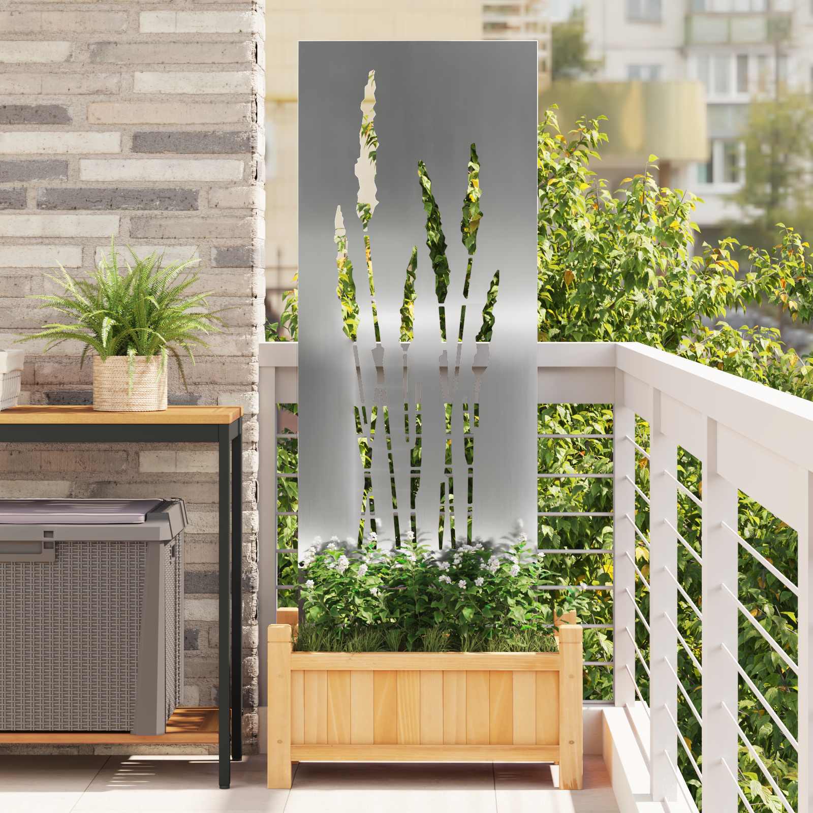 vidaXL Garden Privacy Screen Silver 50 x 140 cm Galvanised steel 1