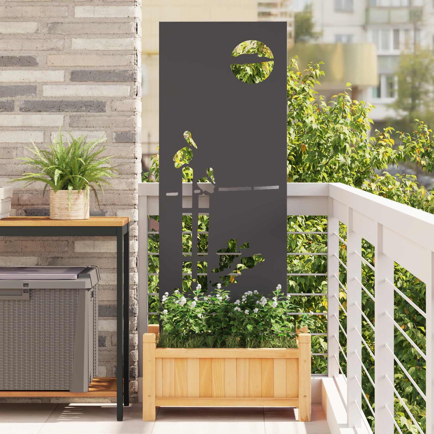 vidaXL Garden Privacy Screen Black 50 x 140 cm Cold-rolled steel 1