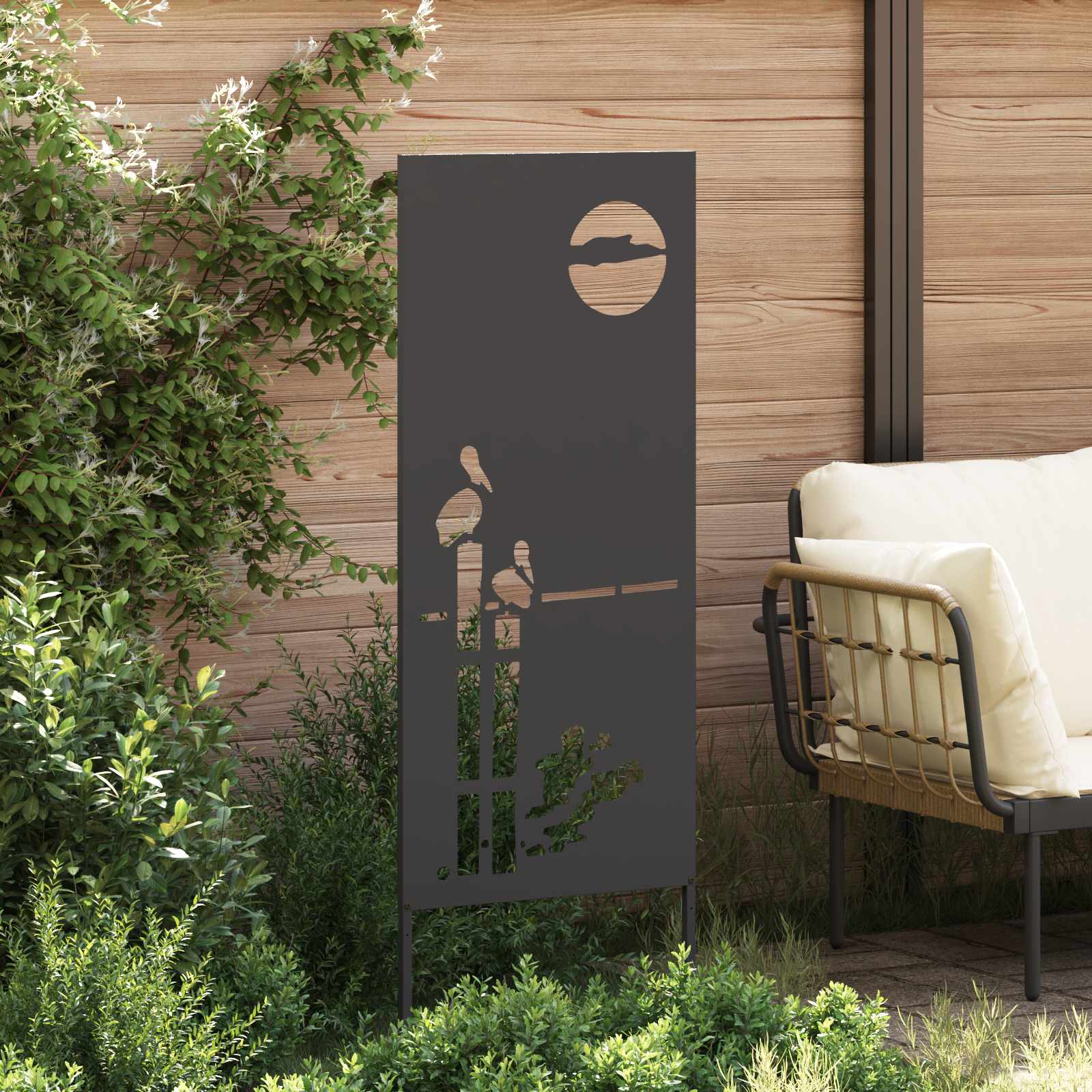 vidaXL Garden Privacy Screen Black 50 x 140 cm Cold-rolled steel 3