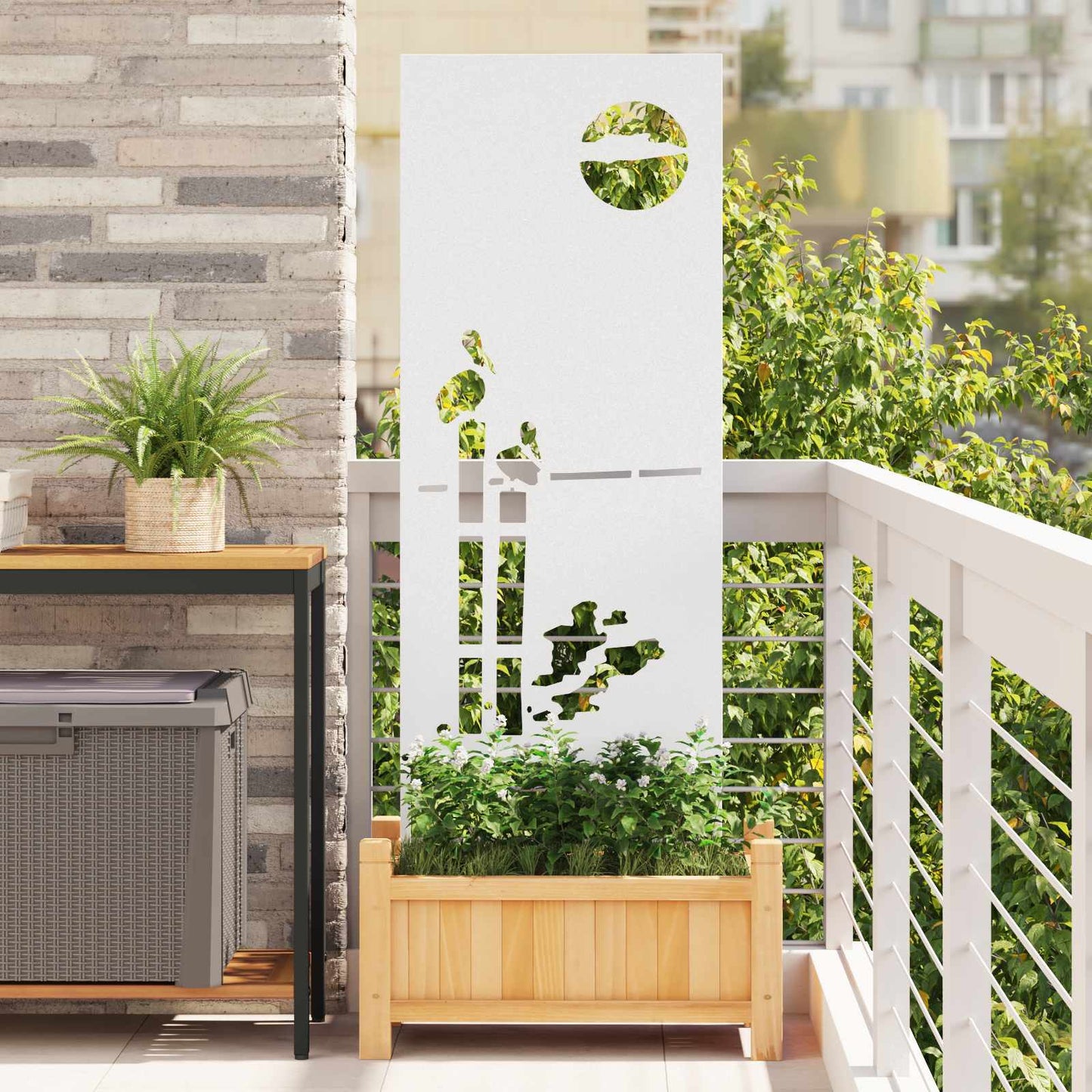 vidaXL Garden Privacy Screen White 50 x 140 cm Cold-rolled steel 1