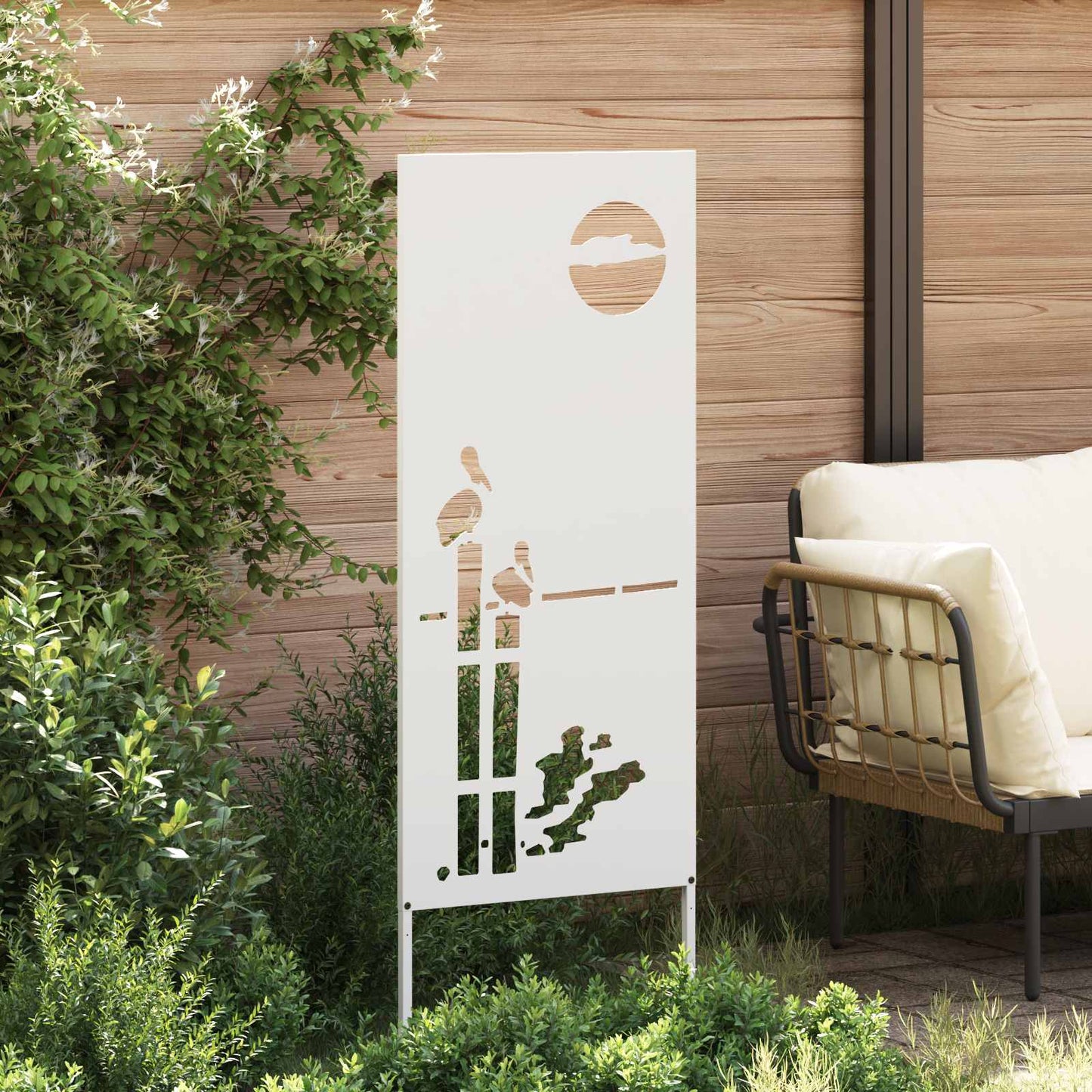 vidaXL Garden Privacy Screen White 50 x 140 cm Cold-rolled steel 3