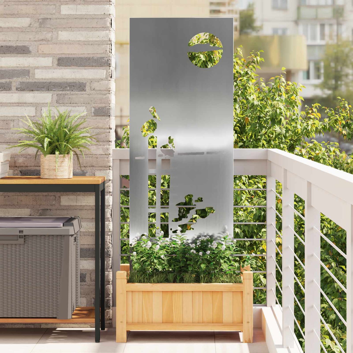 vidaXL Garden Privacy Screen Silver 50 x 140 cm Galvanised steel 1