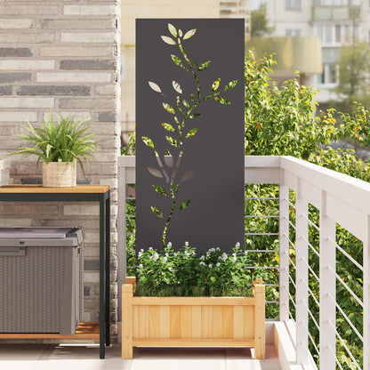 Garden Privacy Screen Cold-rolled steel 50 x 140 cm Black Leaf
